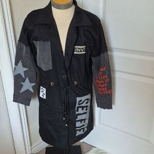 Black and Gray Jean Jacket with Star Accents